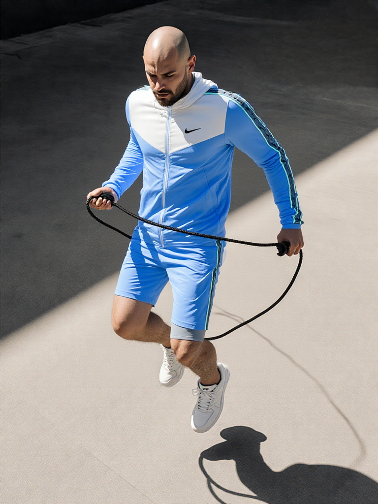 Blue Nike zip hoodie after
