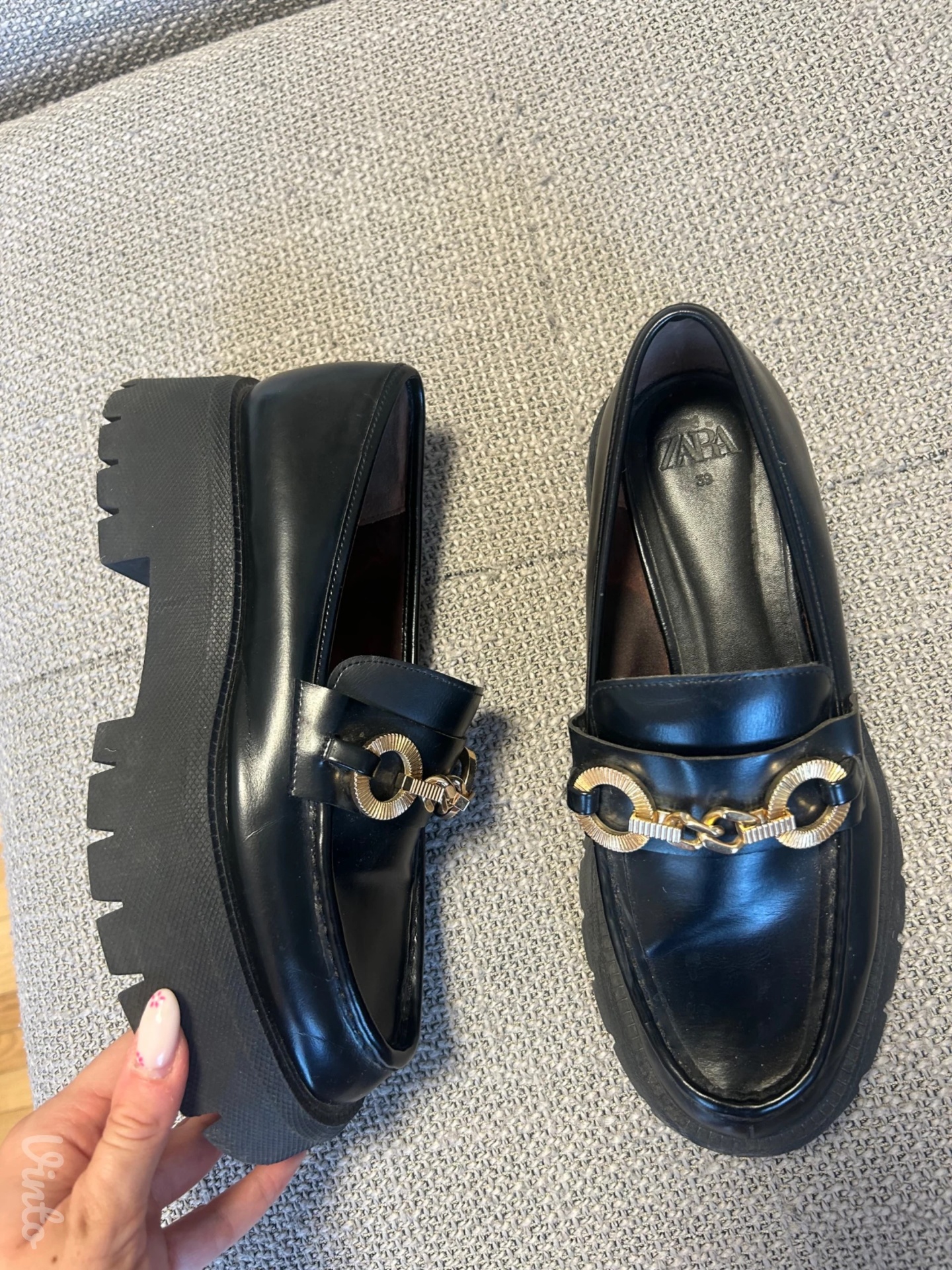 Black chain loafers before