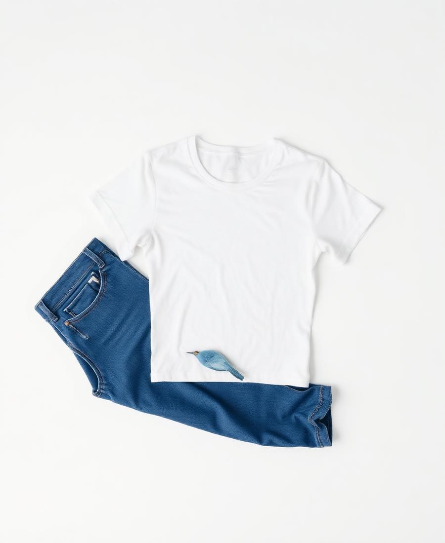 Tee and jeans before